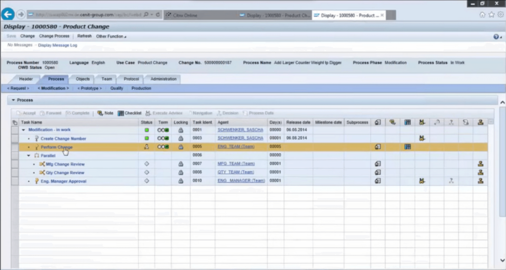 SAP PLM PLM Software Screenshot